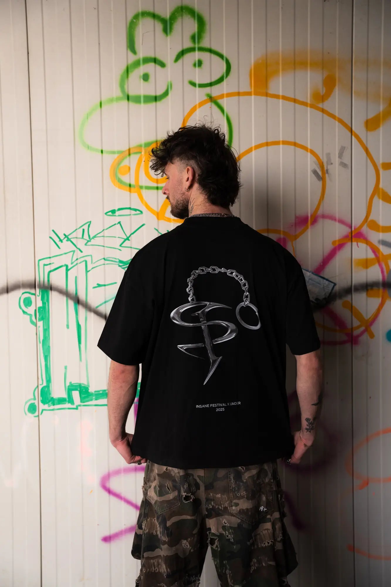 T-shirt Oversize "Chrome Chain" Black