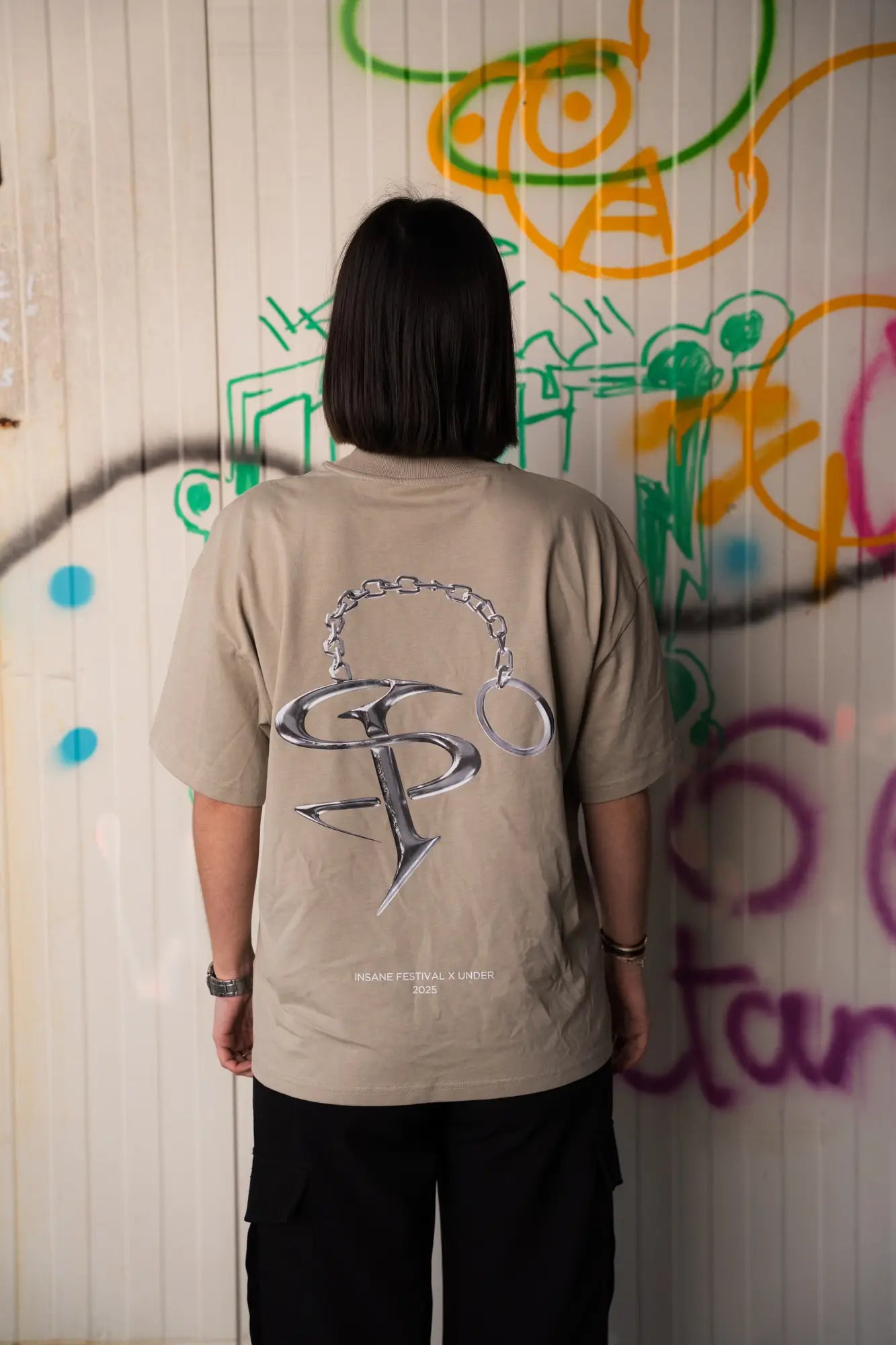 T-shirt Oversize "Chrome Chain" Stone