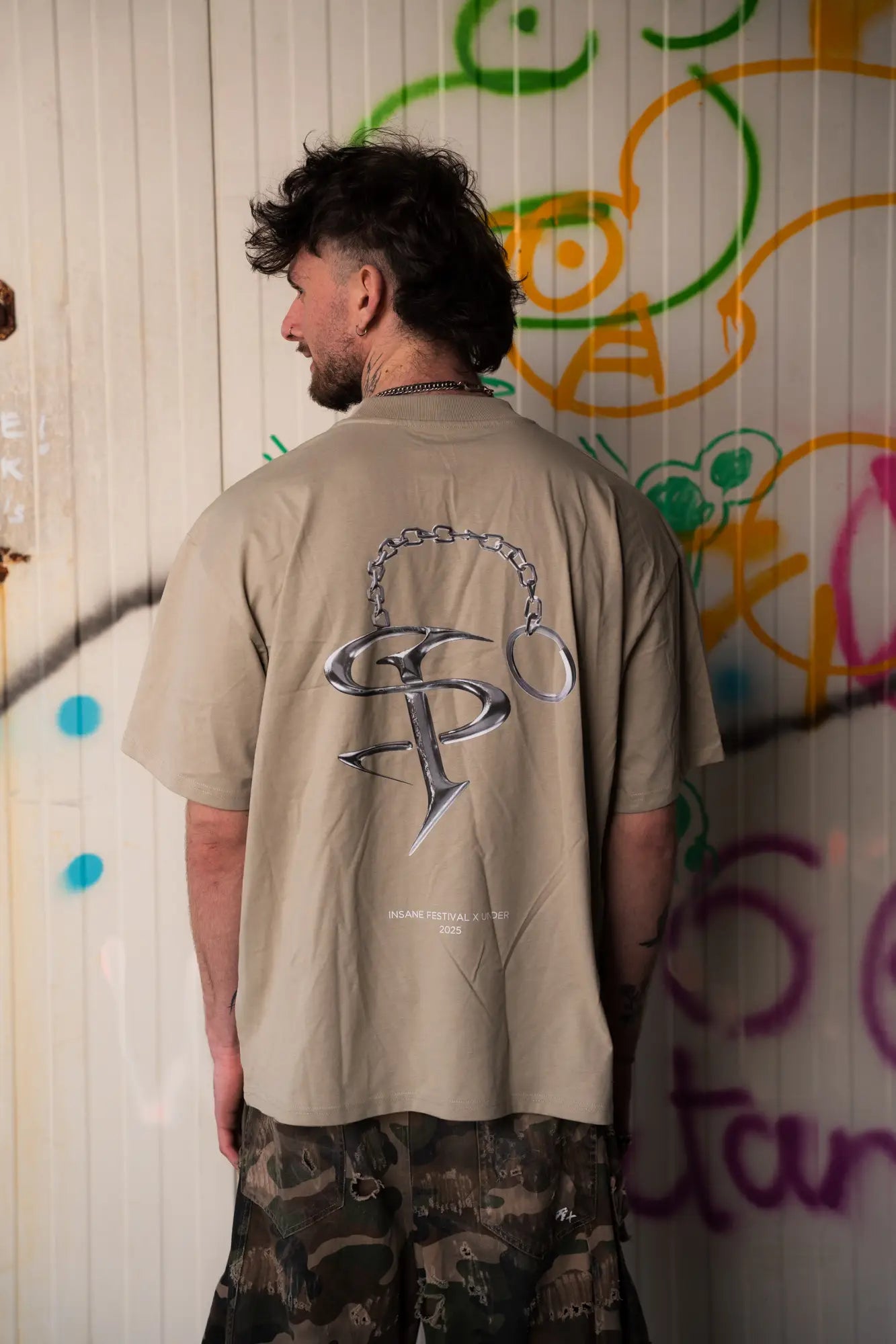 T-shirt Oversize "Chrome Chain" Stone