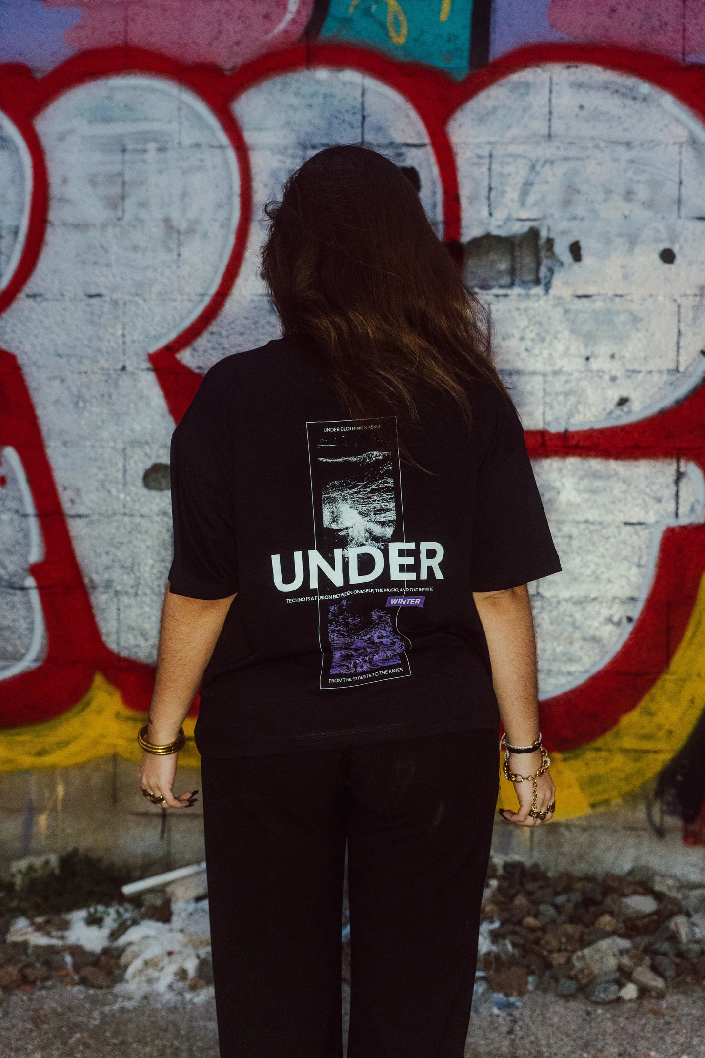 T-shirt Boxy "UNDER x A5KM" Black Women